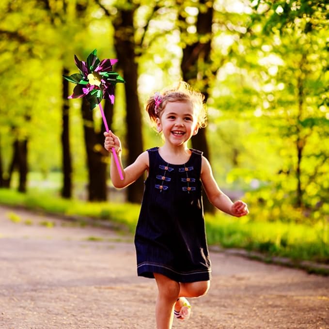 JOHOUSE 100pc Rainbow Pinwheels, Party Pinwheels DIY Windmill Set for Kids Toy Garden Lawn Decor