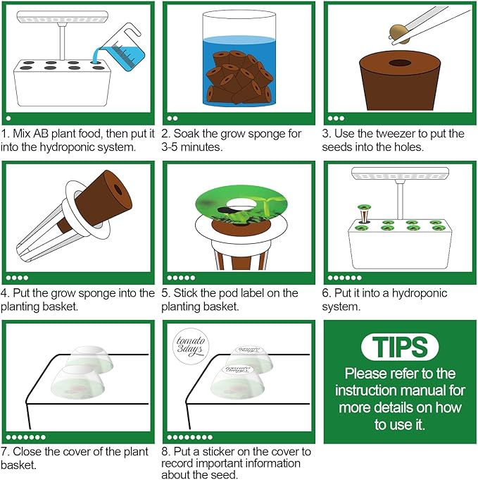 212pcs Hydroponic Pods for Aerogarden - Seed Starter Grow Sponges Sprout kit for Grow Anything with Plant Food, Growing Sponge, Plant Basket, Compatible with Most Indoor System