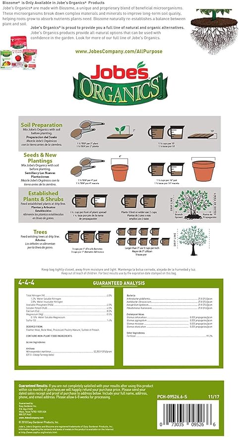 Jobe’s Organics 09526 Organic All Purpose Granular Fertilizer 4-4-4, 4 lb (Тwo Рack)