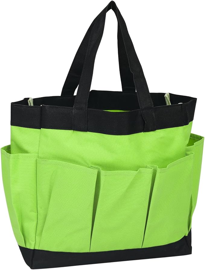 HARFINGTON Garden Tool Bag 11.2" x 5" x 11" Large Oxford Waterproof with Pockets Garden Tote Bag Gardening Plant Tool Organizer Storage Carrier Store for Outdoor Women Men, Green
