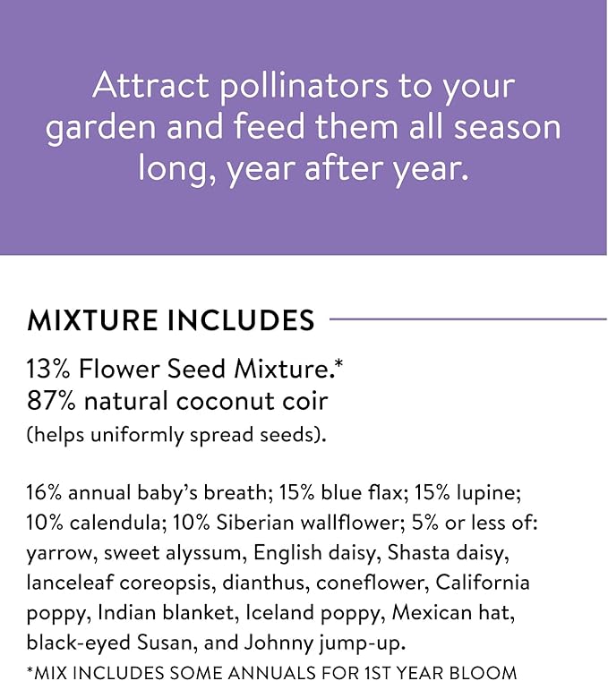 Burpee Wildflower 25,000 Bulk, 1 Bag | 18 Varieties of Non-GMO Flower Seeds Pollinator Garden, Perennial Mix