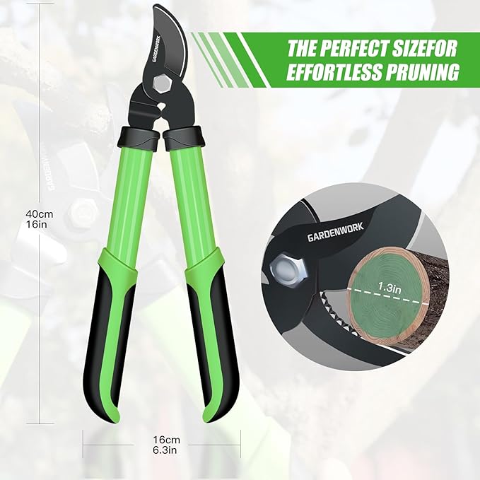 16'' Loppers for Tree Trimming,Tree Branch Cutter with SK5 Sharp Blade,Loppers for Tree Trimming Heavy Duty,1.3''Cutting Capacity for Shrubs and Bushes