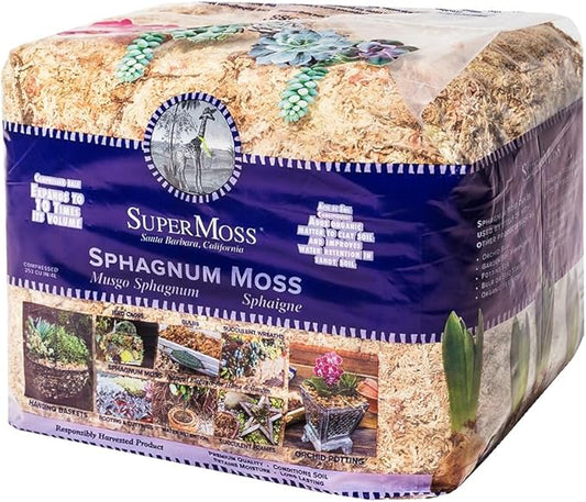 SuperMoss (22325) Orchid Sphagnum Moss Dried, Natural, 1 Pound Mini Bale
