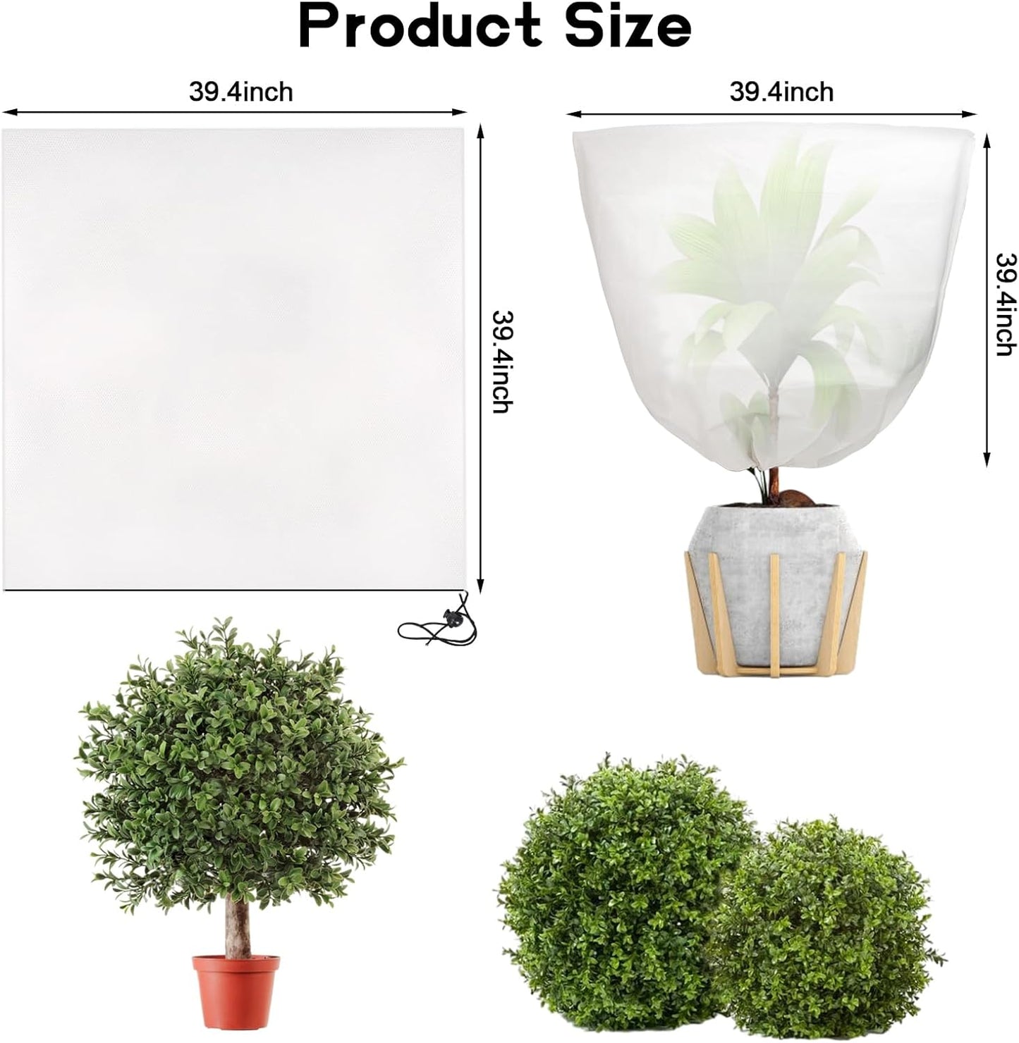 Svepndic 4 PCS Winter Plant Covers Freeze Protection,39X39 Reusable Plant Protector Bag with Drawstring,Winter Plants Jacket Warm Shrubs Cover Blanket Frost Protection for Outdoor Garden Plants