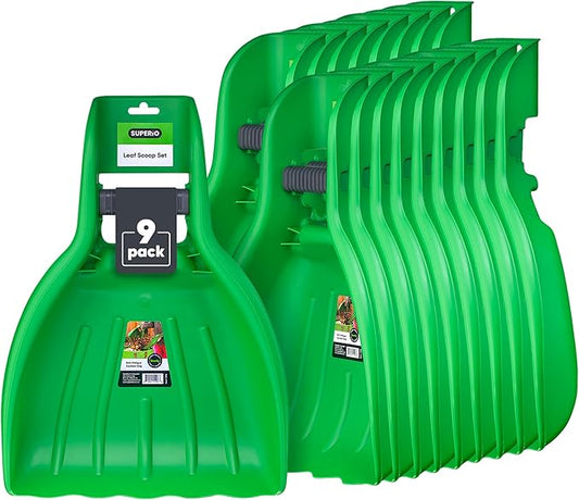 Leaf Collector, Leaf Scoops, Hand Rake for Leaf Picker Upper Gardening Hand Tools, Lawn Cleaning Garden Rake 9 Pair Leaf Scoop, Green Plastic Leaf Grabber, by Superio