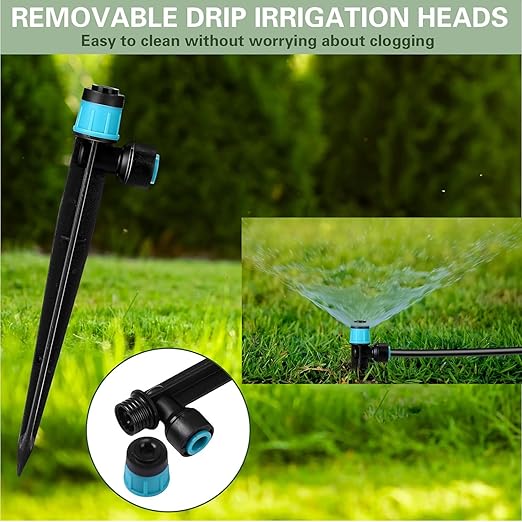 30Pcs Push-Fit Drip Irrigation Launcher,Adjustable 360-Degree Dropper Injector,1/4 inch Tube, Irrigation Drip Irrigation System Assembly for Garden Irrigation Systems