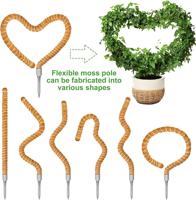 48 Inch Moss Pole, 3 Pack Bendable Moss Pole for Plants Monstera, Climbing Plants Indoor, Support Stakes, Coco Coir Poles, Trellis, Potted Plant Sticks Support
