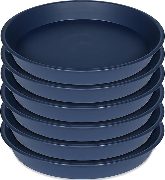 6 Pack of 6 inch Plant Saucer Drainage Tray, 4 5 7 8 10 12 13 15 17 19 inch Plastic Plant Water Tray, Flower Saucers for Indoors, Plant Dishes for Pots Base (6 inch, Blue)