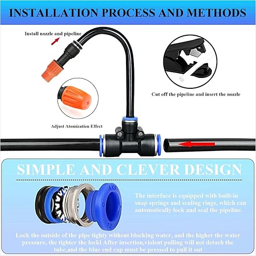 Drip Irrigation System,Automatic Irrigation System With Replaceable 360-degree Bending.Orange Atomization Nozzle For Watering System For Garden Plant.