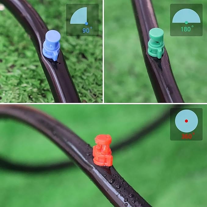 150pcs Water Jet Spray Nozzle Micro Sprinkler Heads drip Irrigation emitters drip Irrigation Parts 90/180/360 Degrees Each 50