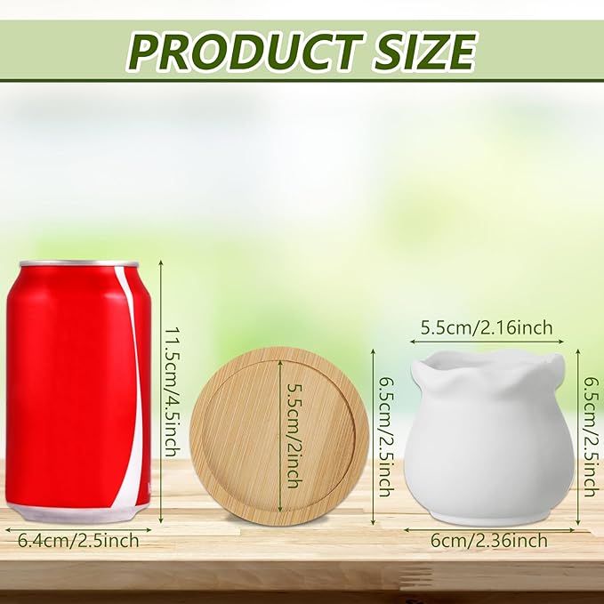 Remerry 24 Pcs Small Ceramic Pots 2.5 Inch Mini Succulent Pots Valentine's Day Gifts DIY Figurines Paint Craft Kit Unpainted Ceramic Bisque with Drainage Hole Ready to Paint for Classroom (Classic)