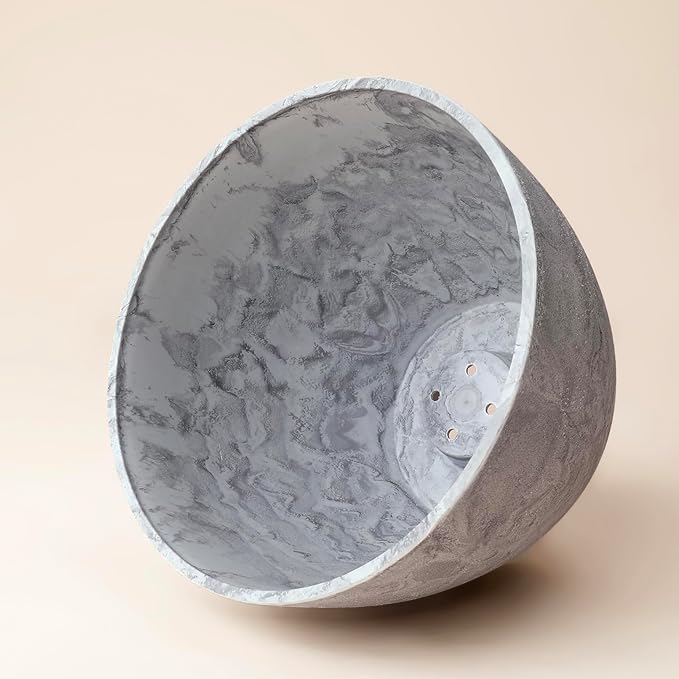 LA JOLIE MUSE Flower Pots Outdoor Garden Planters, Indoor Plant Pots with Drainage Holes, Plastic, Marble Pattern Grey, Set 2 (11.3 + 11.3 Inch)