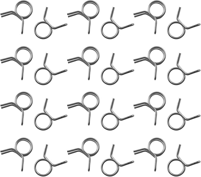 50pcs Irrigation Hose Clamp 1/4" Inner Diameter Stainless Steel Double Coil Spring Water Pipe Clamp for Garden Irrigation Pipe