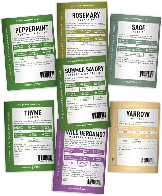 Complete Medicinal Herb Seeds for Planting Collection - 35 Best Herbs Variety Pack for Teas and Home Remedies - Indoor, Outdoor, Hydroponic Herbal Herbalist Seed - Non-GMO, Heirloom Gardeners Basics