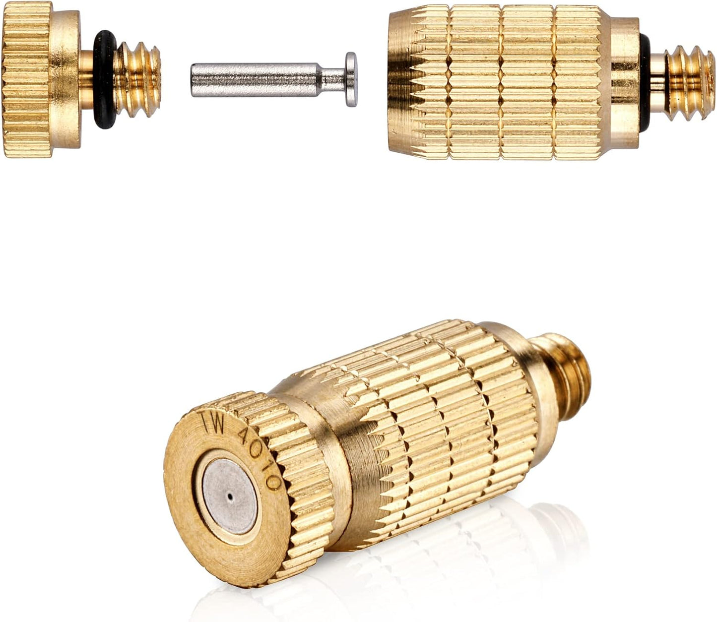 Mornajina 20Packs Brass Misting Nozzles for Outdoor Cooling System, Misting System Heads Sprayer 0.020" (0.5 mm) 10-24 UNC, High Pressure