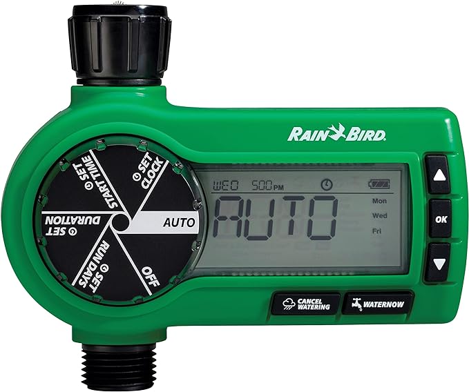 Rain Bird Digital Hose Timer, Drip Irrigation Tubing Adapter and Accessories Bundle
