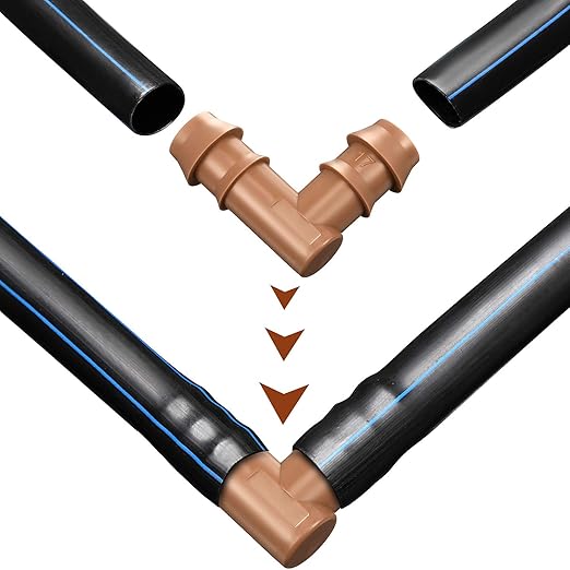 Boao 20 Packs 1/2 Inch Barbed Connector Plastics Drip Irrigation Barbed Hose Connector 17 mm Diameter (Elbow)