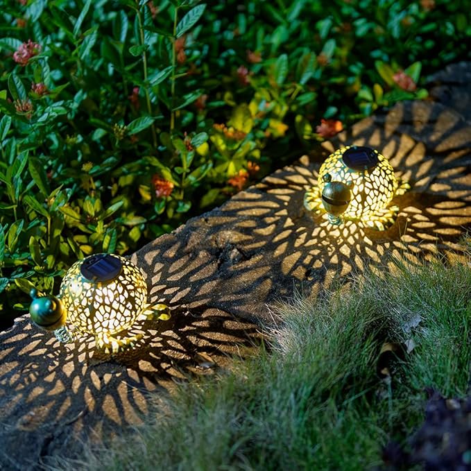 2 Pack Turtle Solar Lanterns Outdoor Waterproof, Metal Table Tortoise Solar Lantern with LED Light for Patio Pathway Garden Decor