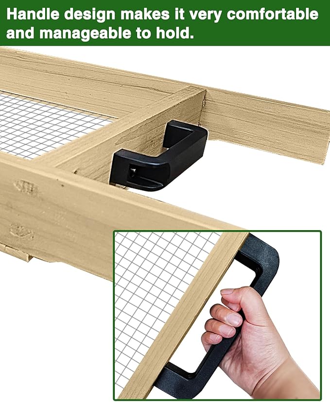 Large Soil Sifter, Dirt Sifter for Gardening, for Use in a Wheelbarrow, Compost Sifter, Garden Sieve for sifting Little Rocks/Top Soil/Peat Moss/Worm/Leaves/Loam Soil/Sand/Gravel (Mesh Screen 1/2")