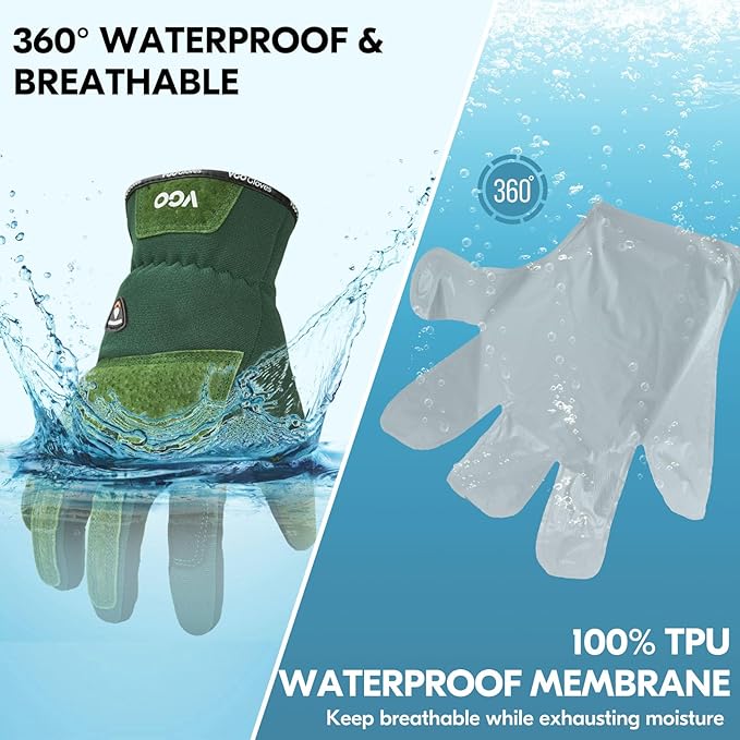 Vgo... Winter Gardening Gloves Women,Safety Work Gloves, Puncture-proof,Thornproof,Touchscreen(1 Pair,S,Green,SL7471FLWP)