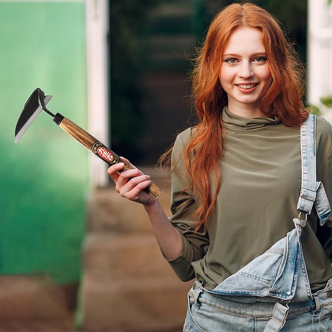 Japanese Weeding Sickle Hoe, Sickle Garden Tool Hand Grass Sickle, Weeding Tool for Gardening with High Carbon Sharp Steel Blade Edge for Cutting Grass,Digging Quick Work (Japanese Garden Hoe)