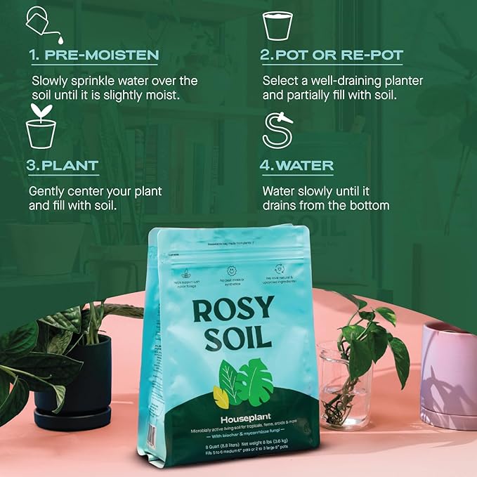 Indoor Potting Soil for House Plants - Organic Potting Soil Mix for Indoor Plants - Enriched w/Root-Boosting Biochar for Foliage Plants, Flowers, Herbs - Peat Free, Less Prone to Gnats - 8qt