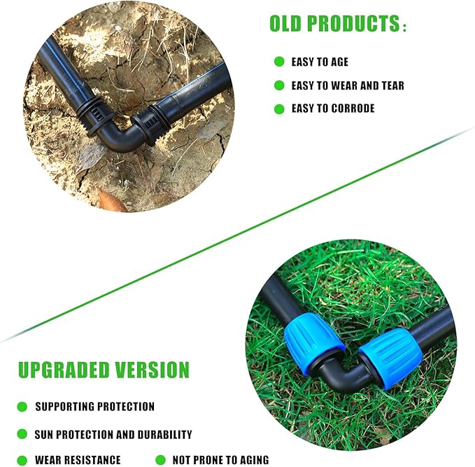 1/2 inch Blue Lock Barbed Elbow Connectors fit Drip Irrigation Fittings,16mm PE Tubing Connectors For 1/2" Drip Irrigation Tubing (OD 0.620 in.ID is 0.520. in)(10 Pcs Blue)