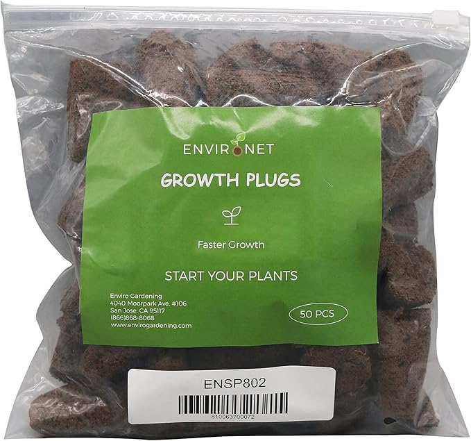Seed Starter Plugs, Growth Plugs for Seed Starting, Hydroponic and Soil Applications (1 Pack of Approx 50 Counts, 1.2 Inch Square X 2 Inch deep)