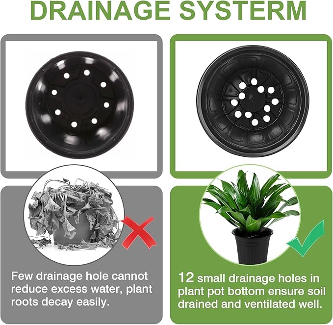 GroTheory 100 Pack 1 Gallon Nursery Pots, 6.7 Inch Plastic Pots for Plants, Plastic Flower Pots, Plastic Plant Pot, Seedling Pots for Potting, Seed, Succulent, Planting Pots with Plant Labels