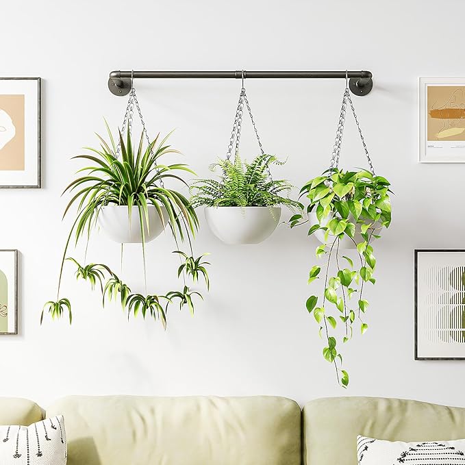 Bamworld Hanging Planters with 3 Hooks for Indoor Plants Plant Hanger Indoor Hanging Plant Holder Window Plant Shelves