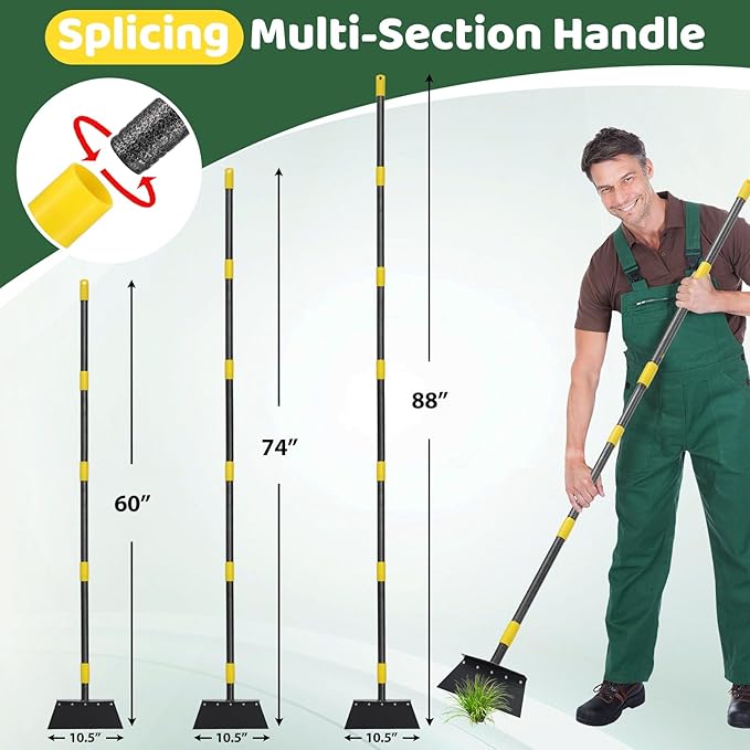 Manual Weeder, Detachable Garden Flat Shovel Scraper, 2 Spades,74 Inch Long Multifunctional Garden Cleaning Shovel, Heavy Duty Floor Scraper,Metal Weeding Scraper for Lawn Edging