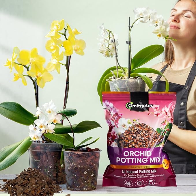Orchid Potting Mix 2qt, Premium Orchid Soil Medium for Potting, Repotting, Enhanced Drainage, Air Flow & Root Ventilation