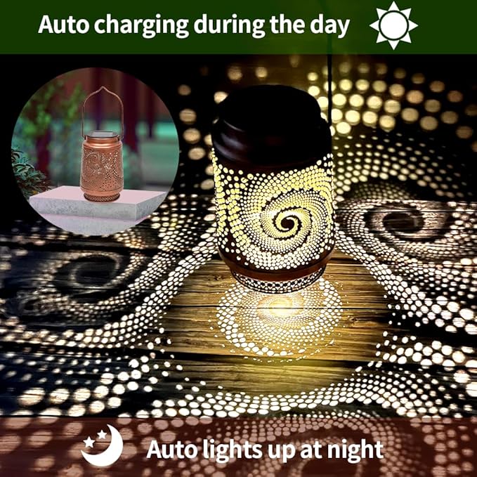 Spiral Lamp Gifts for Mom/Grandma/Women/Sister Solar Light Gifts Mother Day Gift Solar Lanterns Outdoor Waterproof Lights LED Jar Hanging Lamps Decor for Garden Yard Patio