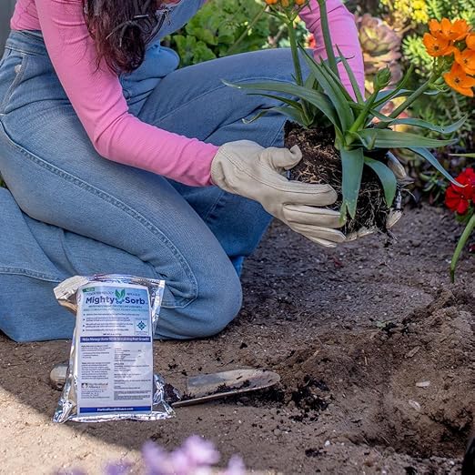 MightySorb Water Storing Crystals for Plants 8 oz. Water-Holding Polymer Hydrogel Granules Root Growth Stimulant Keeps Soil Moist Indoor Outdoor Plants Soil Amendment Prevent Over-Watering