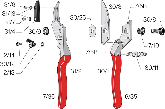 Felco Pruning Shears (F 31) - High Performance Swiss Made One-Hand Anvil Garden Pruners
