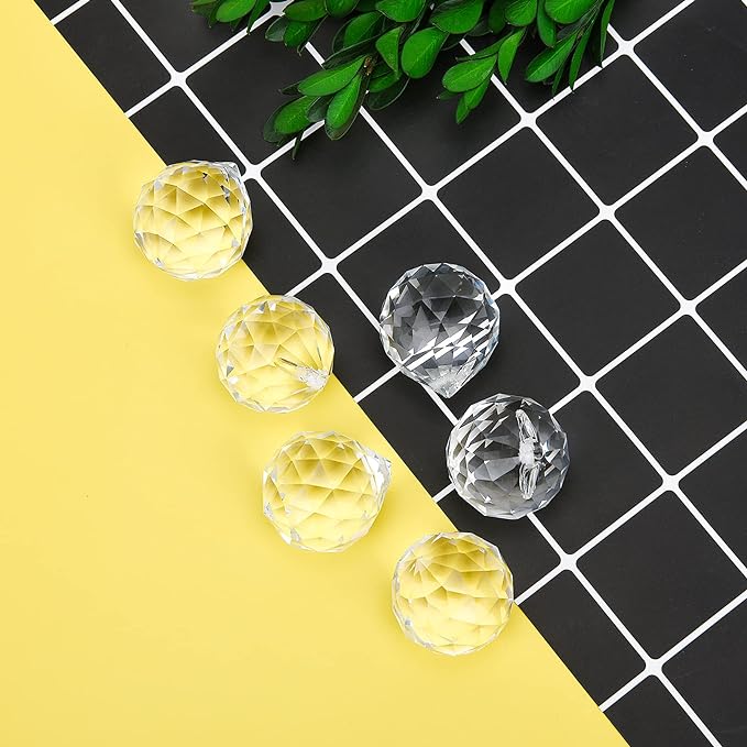MerryNine 48 Pcs 30mm Clear Crystal Ball Prism Sun Shine Catcher Rainbow Pendants Maker, Hanging Crystals Prisms for Windows, for Feng Shui, for Gift (30mm/1.18" 48pack, 48)