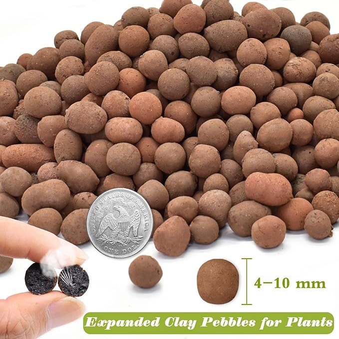 ZeeDix 16LB Expanded Clay Pebbles for Plants, 4mm-16mm Leca Balls Clay Aggregate Grow Media, Natural Organic Clay Pebbles for Hydroponic, Gardening, Orchids, Decoration, Aquaponics