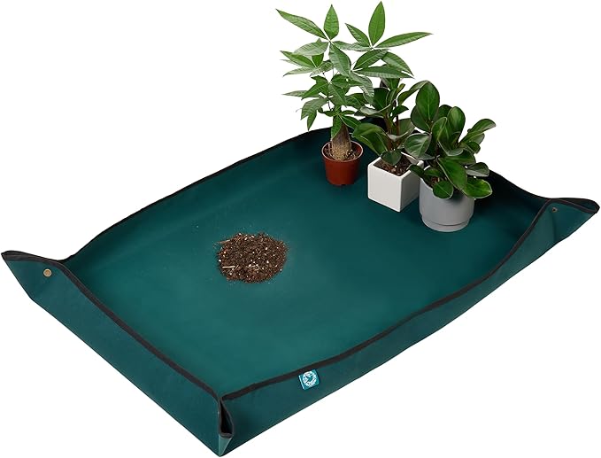 KONMAY Large Foldable Waterproof Repotting Mat for Indoor Plants Transplanting and Soil Mess Control - 40''X40'' Thicken Potting Tray Gardening Mat for Succulent Repotting