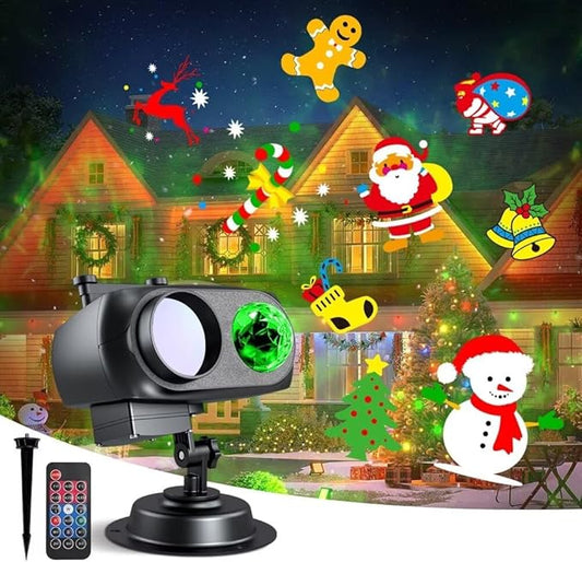 Decorative Lighting Projectors Outdoor, Chirstmas LED Projection Lamp with Remote Control & Timer Function for Xmas Holiday Party Garden Patio Decoration