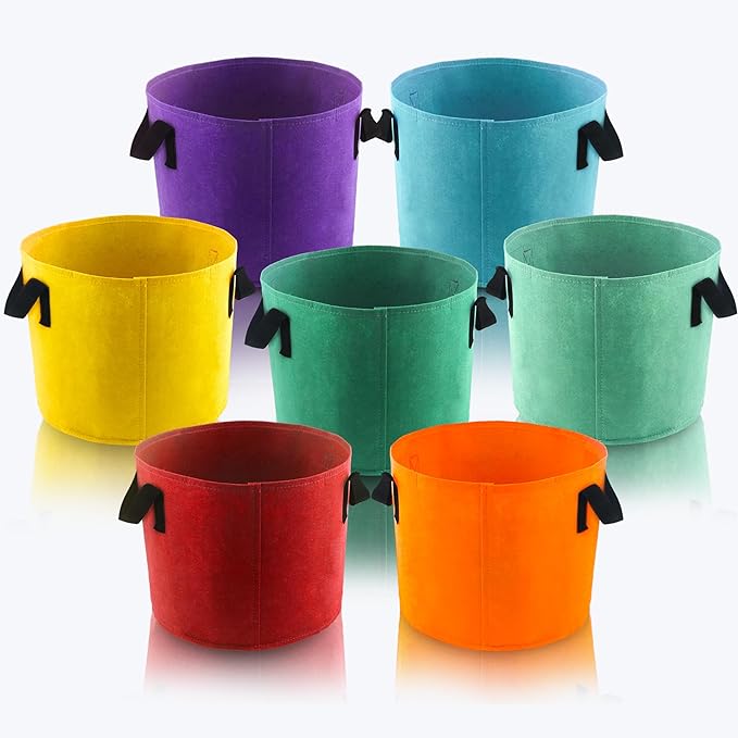 5 Gallon Grow Bags, 7 Pack Colorful Fabric Plant Pots with Handles for Garden and Outdoor Planting