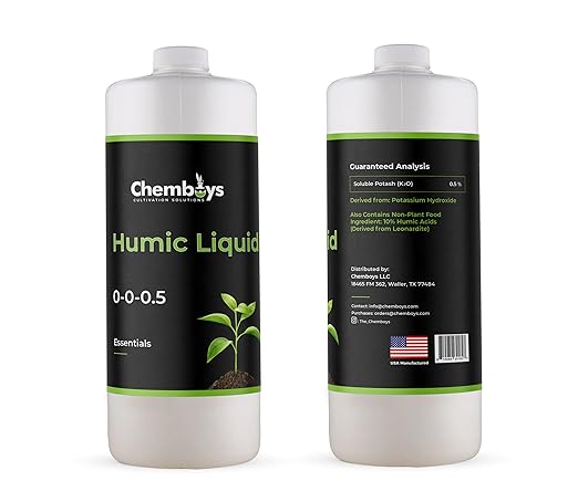 Chemboys Organic Humic Acid with Fulvic – Liquid Carbon Concentrated Plant Supplement for Increased Nutrient Uptake, Soil, Lawns, Hydroponics & Garden – Soil Conditioner Plant Food Enhancer - 4 fl oz