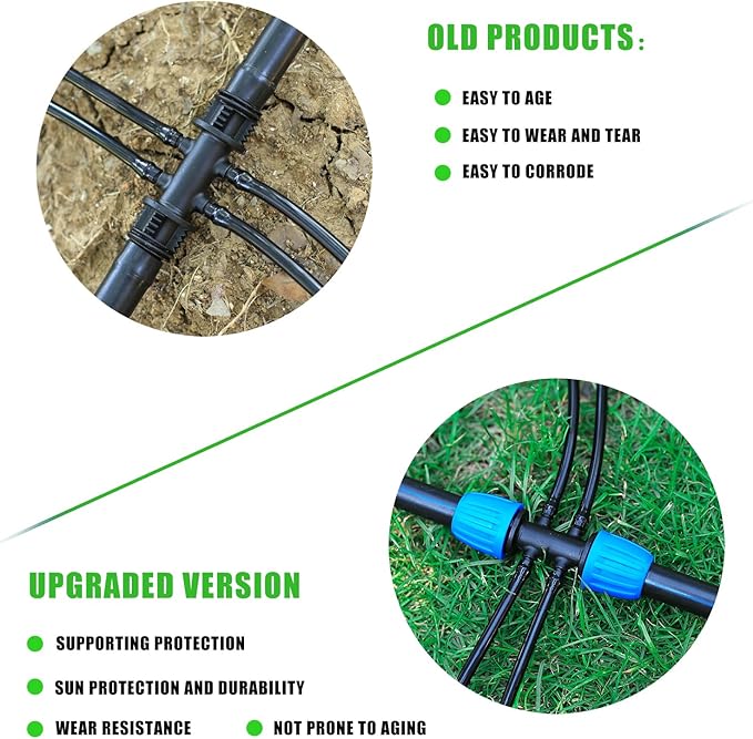 10 Pcs Barbed 6-Way Locked Connectors, 1/2 (Tubing OD 0.620 in.ID is 0.520. in) to 1/4 Inch Irrigation Tubing Fitting,Variable Diameter 6 Way(10 Pcs Blue)