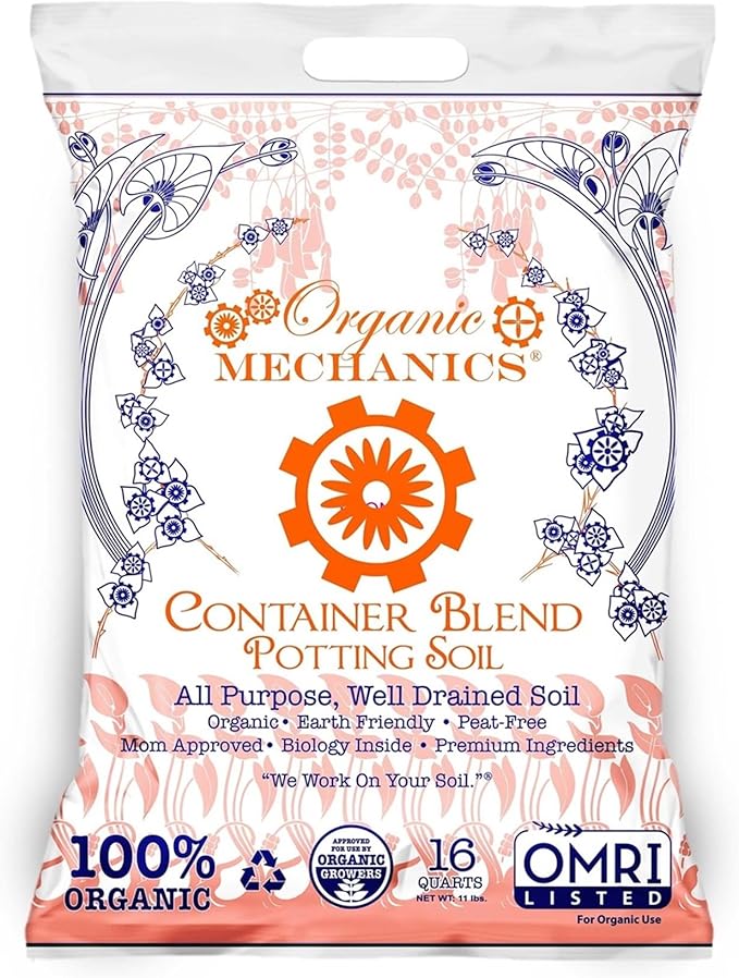 Container Blend Potting Soil, 16 Quarts – with Compost, Aged Pine Bark, Coir, Rice Hulls, and Worm Castings for Growing Annuals & Outdoor Containers - Peat-Free & Eco-Friendly