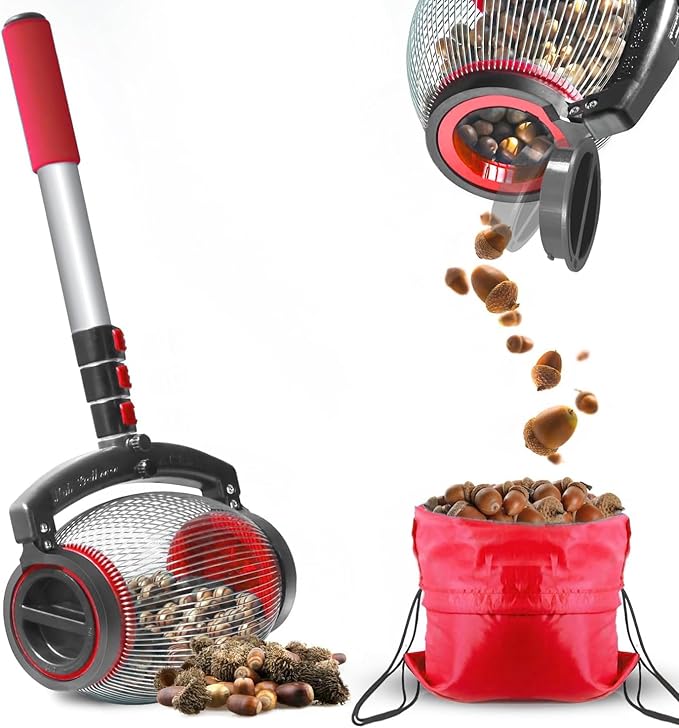 Zozen Acorn Picker Upper Roller, Acorn Dedicated Version | High Density Steelwire Gap - Side Opening Dump, Also Apply to Nerf Balls, Pick Up Size 3/8'' to 1'' Small Diameter Objects, Capacity 1 Gallon