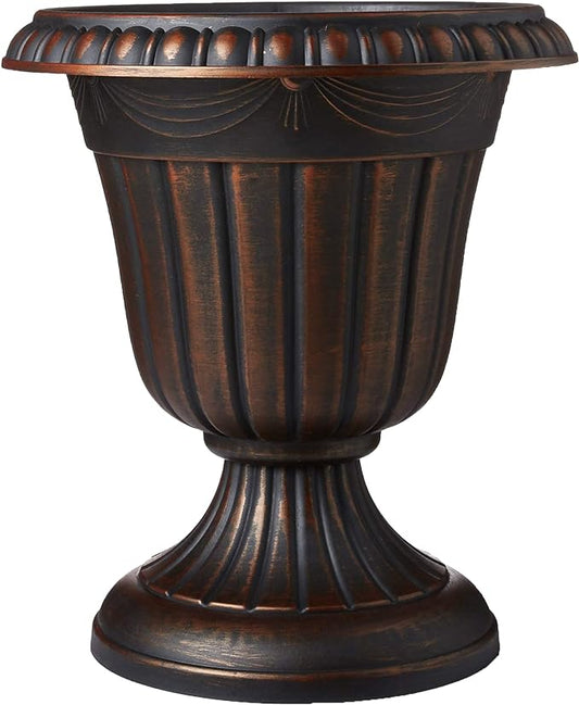 PL20CP Classic Traditional Plastic Urn Planter Indoor/Outdoor 10" x 12", Brushed Copper