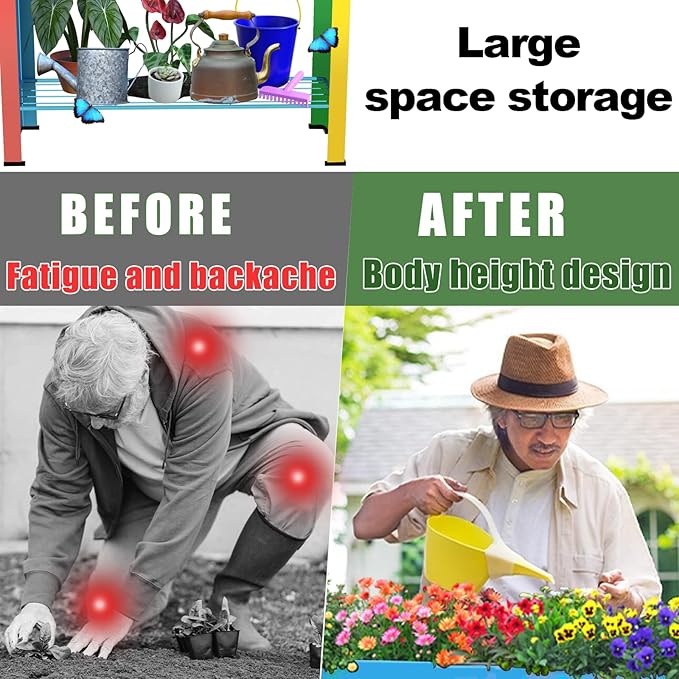 aboxoo Colorful Large Planter Raised Beds with Legs Outdoor Metal Planter Box on Wheels Elevated Garden Bed for Vegetables Flower Herb Patio