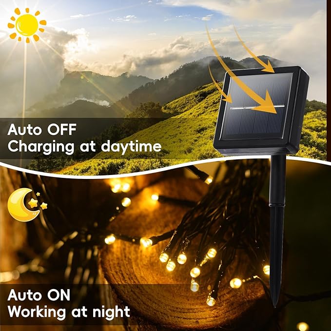 2 Pack 240 LED Solar String Lights for Outside, Total 110FT Outdoor Solar String Lights, Waterproof Solar Powered String Lights Outdoor with 8 Modes for Garden Tree Patio Wedding Party (Warm White)