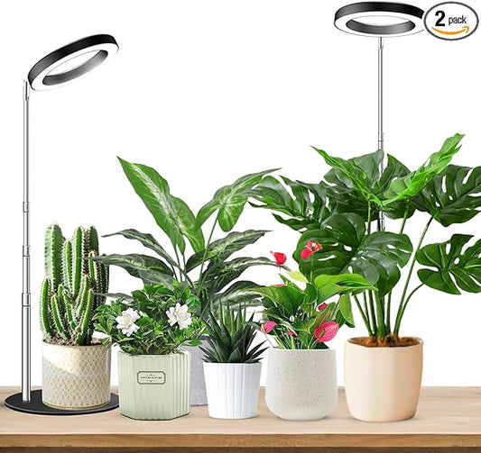 Grow Lights for Indoor Plants Full Spectrum, 80 LEDs Plant Light for Indoor Plants, Height Adjustable Desktop Growing Lamp with Auto Timer 6/12/16Hrs, 3 Optional Spectrums,5 Brightness,2 Packs