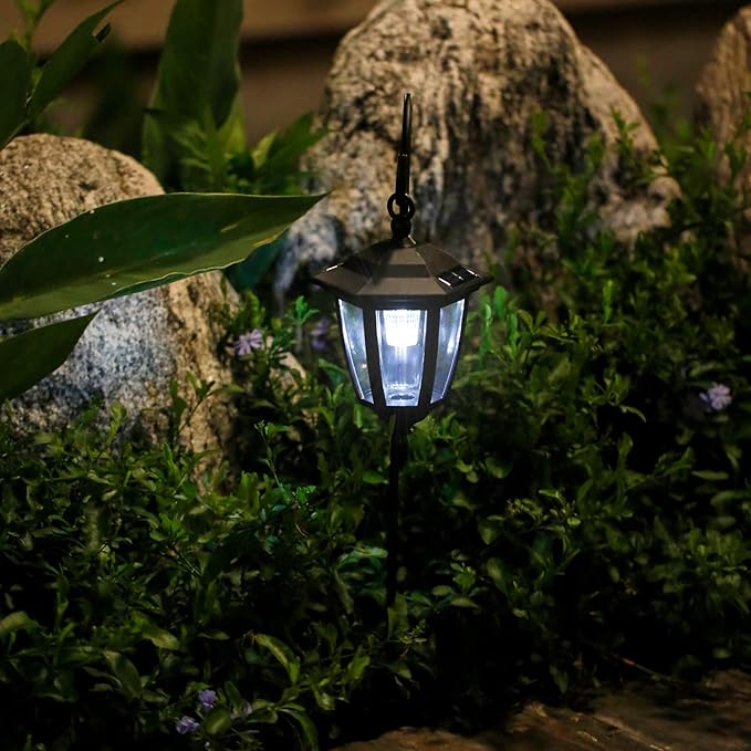 Viewsun 34 Inch Solar Hanging Lights, Shepherd Hook Lights with 2 Shepherd Hooks Waterproof Outdoor Decorative Solar Lantern Lights for Garden Decor, Patio, Backyard, Pathway, 2 Pack