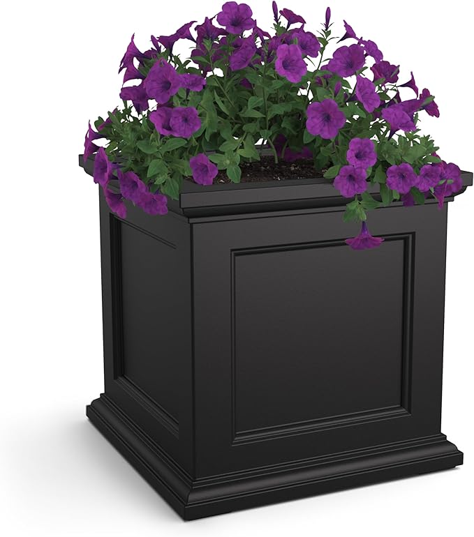 Mayne Fairfield 28in Square Planter - Black - Durable Resin Planter (8800-B)